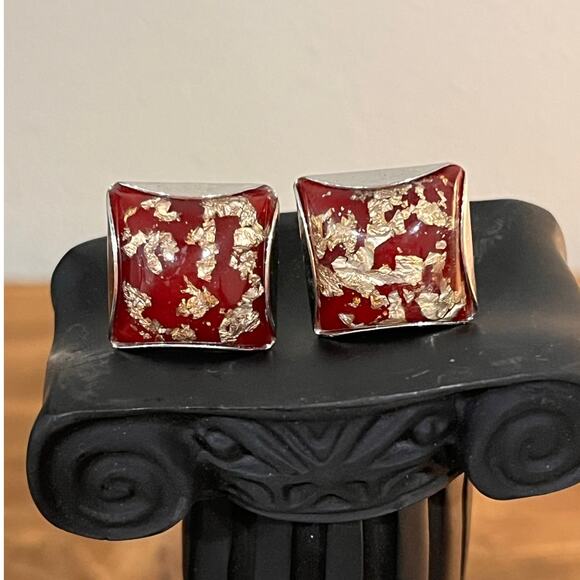 Hickok Other - Vintage Hickok Red Gold Fleck Cufflinks Mid Century Modern Men’s Retro Jewelry